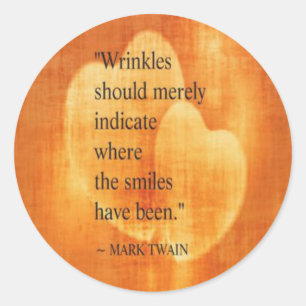 Sticker Rond Citation d'anniversaire de Mark Twain avec des cœu