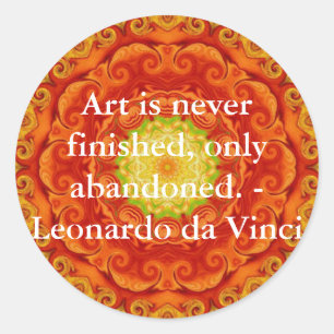 Sticker Rond Citation d'art de Leonardo da Vinci