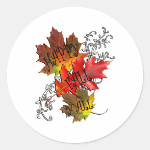 Sticker Rond Citation d'automne Happy Fall Y'all