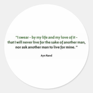 Sticker Rond Citation d'Ayn Rand