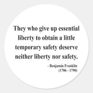 Sticker Rond Citation de Ben Franklin 1a