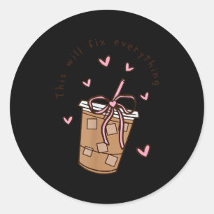 Sticker Rond Citation de café glacé disant sarcasme Nk fille nœ