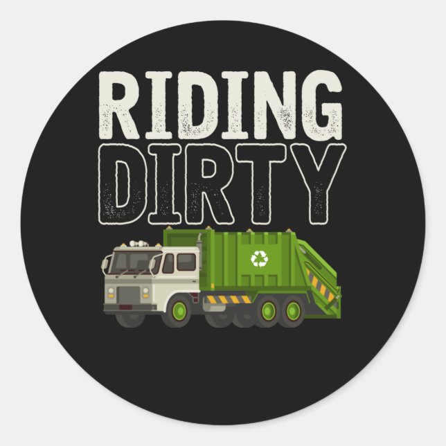 Sticker Rond Citation de camion-poubelle Jour-poubelle Trucker (Devant)