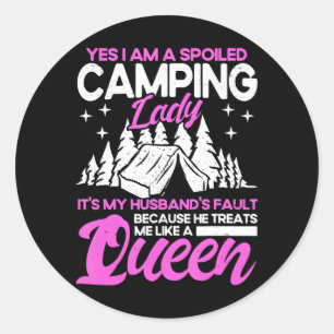 Sticker Rond Citation de Camping Lady Camping Camper