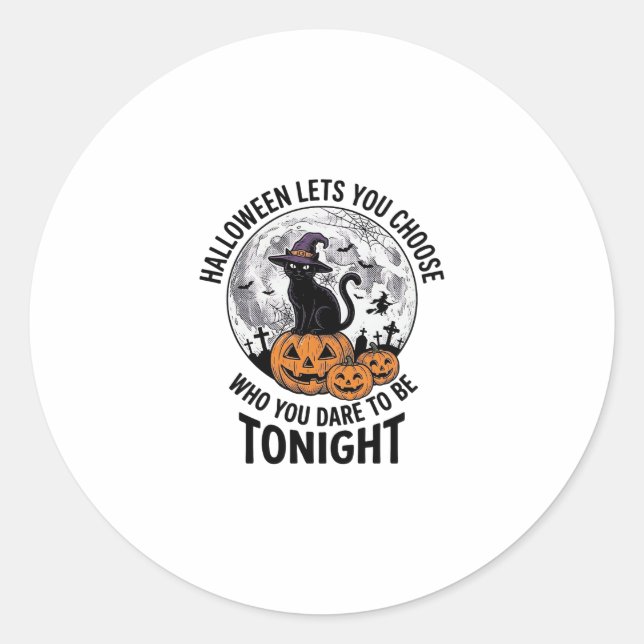 Sticker Rond Citation de chat Halloween Citrouille Sorcière Gra (Devant)