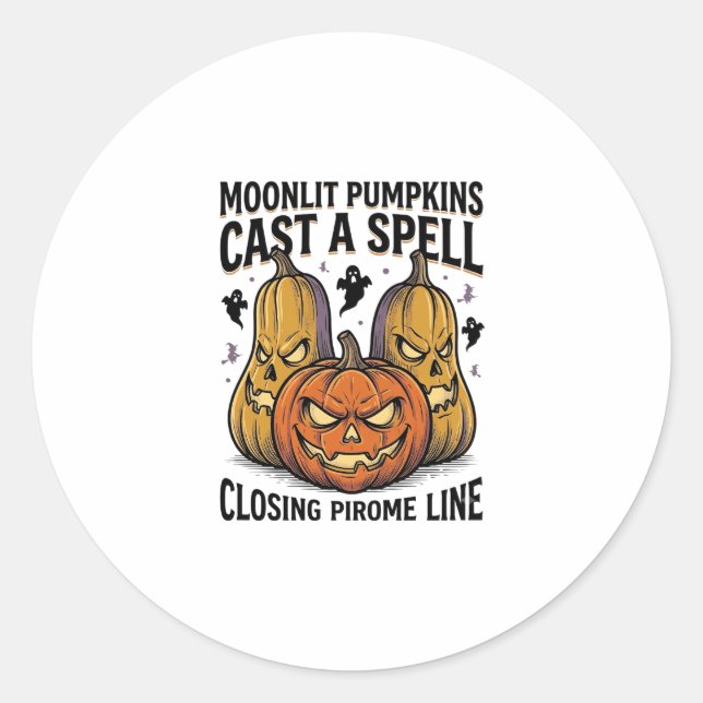Sticker Rond Citation de citrouille d'Halloween Jack O Lantern  (Devant)
