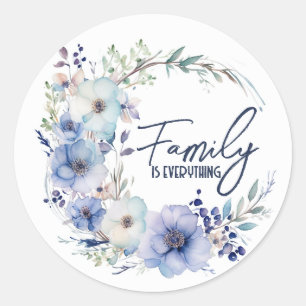 Sticker Rond Citation De Famille Dans Wreath Boho