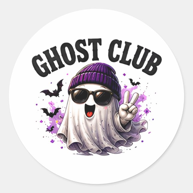 Sticker Rond 🎃 Citation de fantôme mignon Halloween 👻 (Devant)