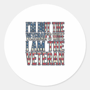 Sticker Rond Citation de Femme de Vétéran Design Vectoriel Vint