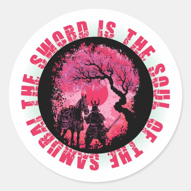 Sticker Rond Citation de guerriers Samouraï (Devant)