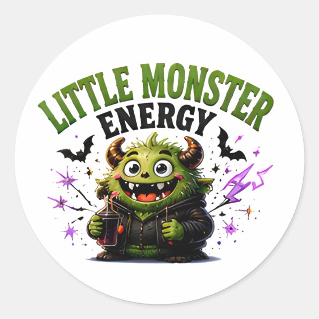 Sticker Rond 🎃 Citation de Halloween de monstre mignon 👹 (Devant)