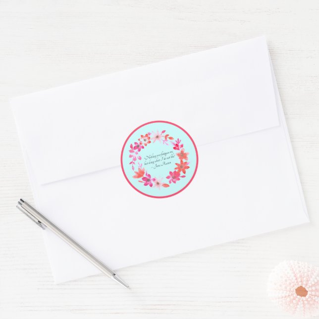 Sticker Rond Citation de Jane Austen sur l'auto-soin – Mansfiel (Enveloppe)