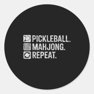 Sticker Rond Citation de joueur de jeu drôle de pickleball mahj