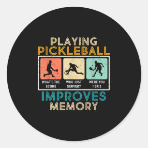 Sticker Rond Citation de joueur de pickleball amusant Picklebal