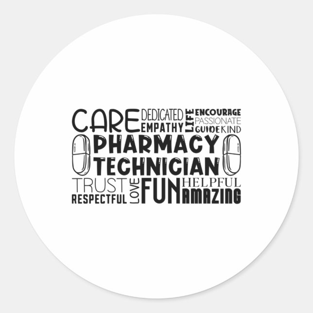 Sticker Rond Citation de la pharmacie Tech Médecine pharmacienn (Devant)