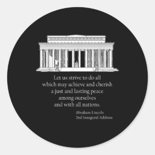 Sticker Rond Citation de Lincoln pour la paix contre la guerre