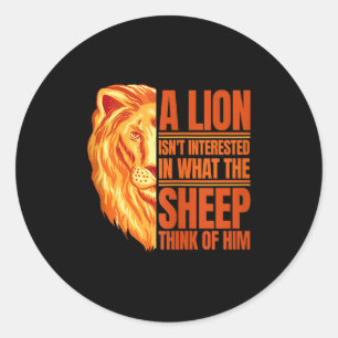 Sticker Rond Citation de lion motivationnelle pour homme Un lio