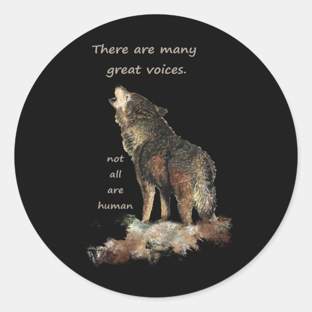 Sticker Rond Citation de loup inspirationnel de plusieurs grand (Devant)