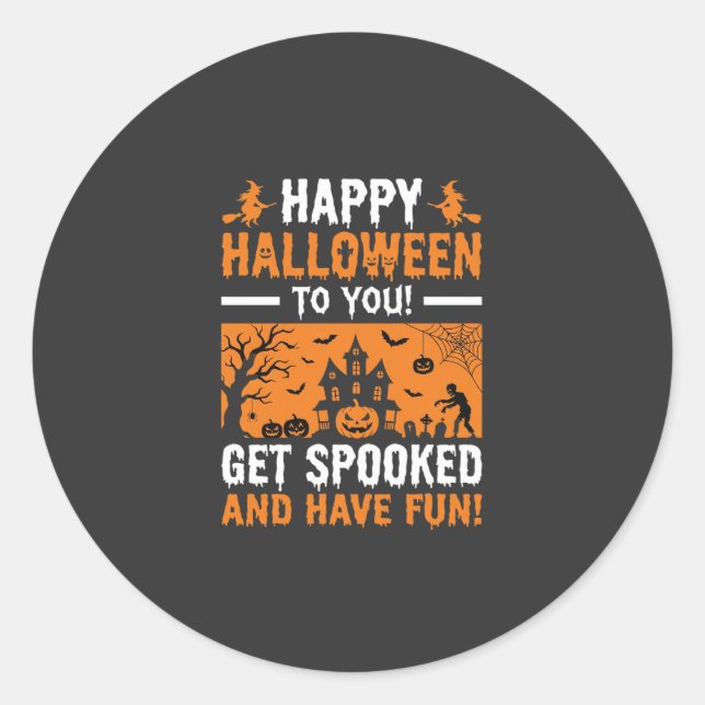 Sticker Rond Citation de maison hantée effrayante pour Hallowee (Devant)