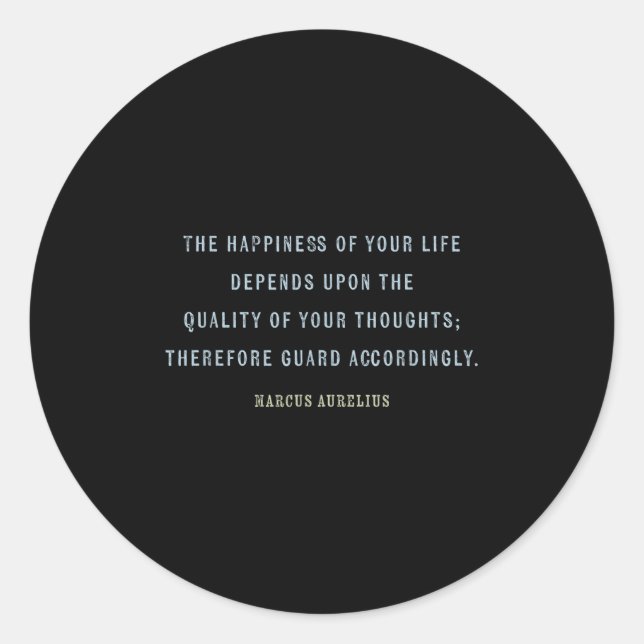 Sticker Rond Citation De Marcus Aurelius, Mindset Motivational  (Devant)