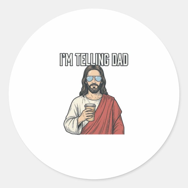 Sticker Rond Citation de papa chrétien drôle vintage (Devant)