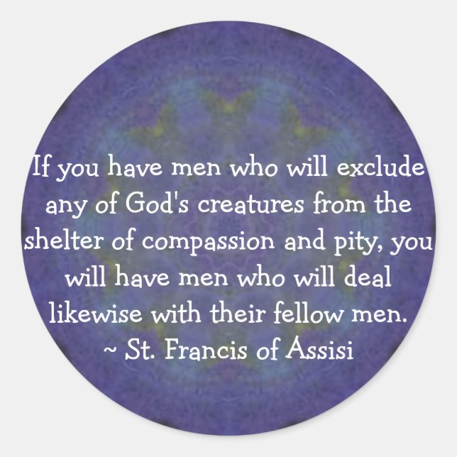 Sticker Rond Citation de Saint François d'Assise sur les droits (Devant)