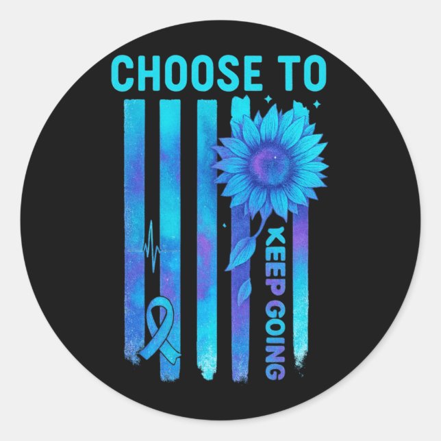 Sticker Rond Citation de sensibilisation au drapeau pour hommes (Devant)