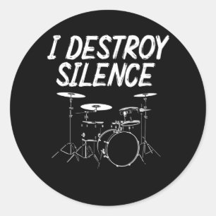 Sticker Rond Citation de tambour Drumset Rock Band Drum Musicie