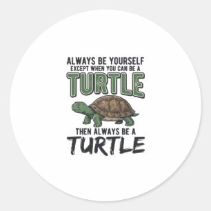 Sticker Rond Citation de Tortue Drôle Design Vectoriel Vintage_