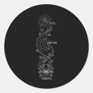 Sticker Rond Citation de Yoga Spirituel Fleur de Lotus et Art d