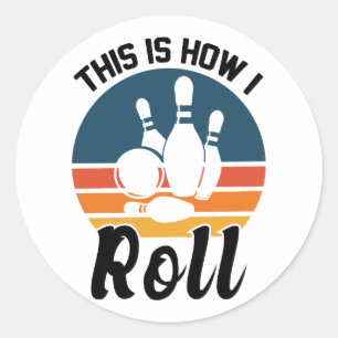 Sticker Rond Citation d'équipe de sport de bowling rétro vintag