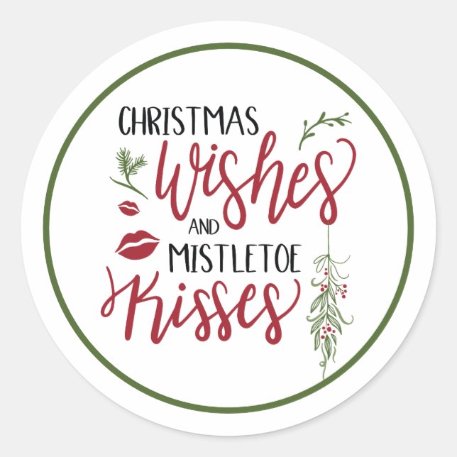 Sticker Rond Citation des voeux de Noël Mistletoe (Devant)