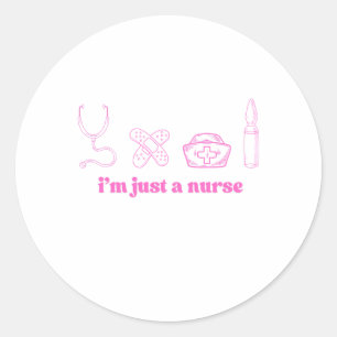 Sticker Rond Citation d'infirmière rose Design médical minimali