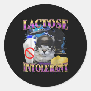 Sticker Rond Citation drôle Chat mignon intolérant au lactose M