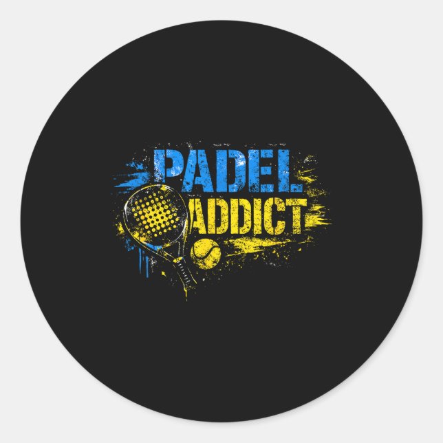 Sticker Rond Citation drôle de dépendant au padel  (Devant)