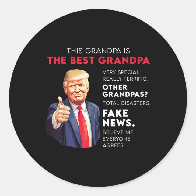 Sticker Rond Citation Drôle De Donald Trump Pour Grand-Père Con (Devant)