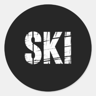 Sticker Rond Citation drôle de ski blague extérieure décontract