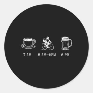 Sticker Rond Citation drôle d'humour de cyclisme Café Vélo Bièr