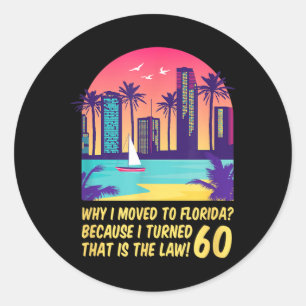 Sticker Rond Citation drôle rétro Floride 60 ans tenue de plage