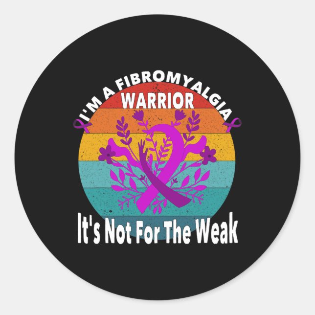 Sticker Rond Citation du guerrier Fibromyalgia (Devant)