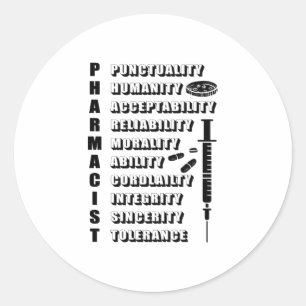 Sticker Rond Citation du pharmacien de technicien en pharmacie