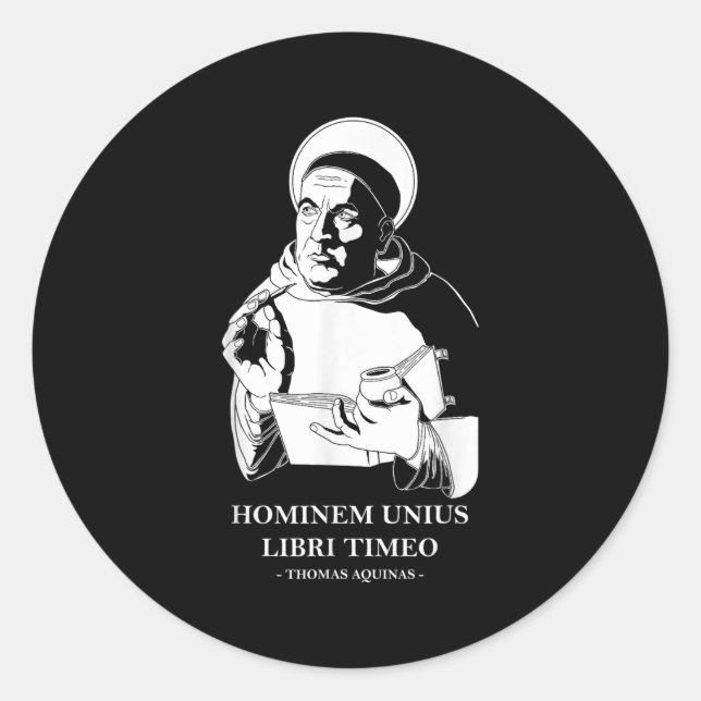 Sticker Rond Citation du philosophe Unius Libri Thomas Aquinas (Devant)