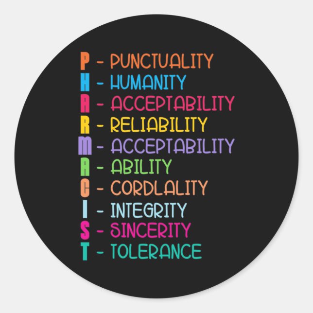 Sticker Rond Citation en pharmacie Technicien en médecine pharm (Devant)