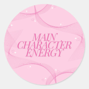 Sticker Rond Citation Énergie de Personnage Principal Rose
