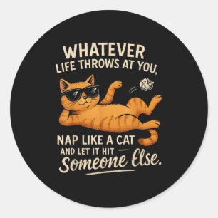 Sticker Rond Citation Graphique De Chat Drôle Pour Amoureux de 
