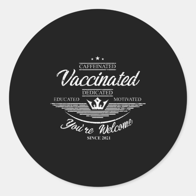 Sticker Rond Citation Graphique sur les Humours amusants vaccin (Devant)