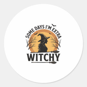 Sticker Rond Citation Halloween Vintage Sorcière Conception Vec