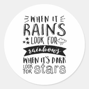 Sticker Rond Citation Inspiration Rechercher l'étoile et arc-en