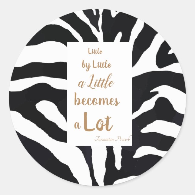 Sticker Rond Citation Inspirationnelle Noir et Blanc. (Devant)