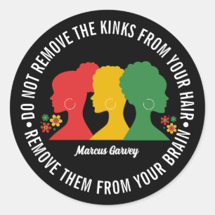 Sticker Rond Citation inspirée de cheveux AFRO NOIR